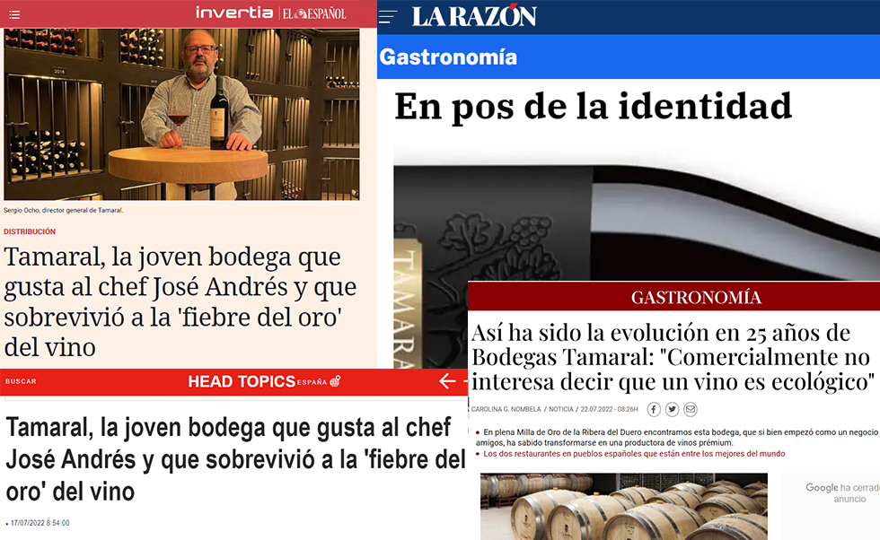 Los medios reconocen la trayectoria y los vinos de Bodegas Tamaral